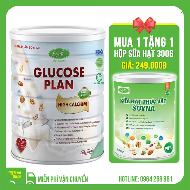 Sữa thực vật Glucose Plan Canxi Soyna 900g