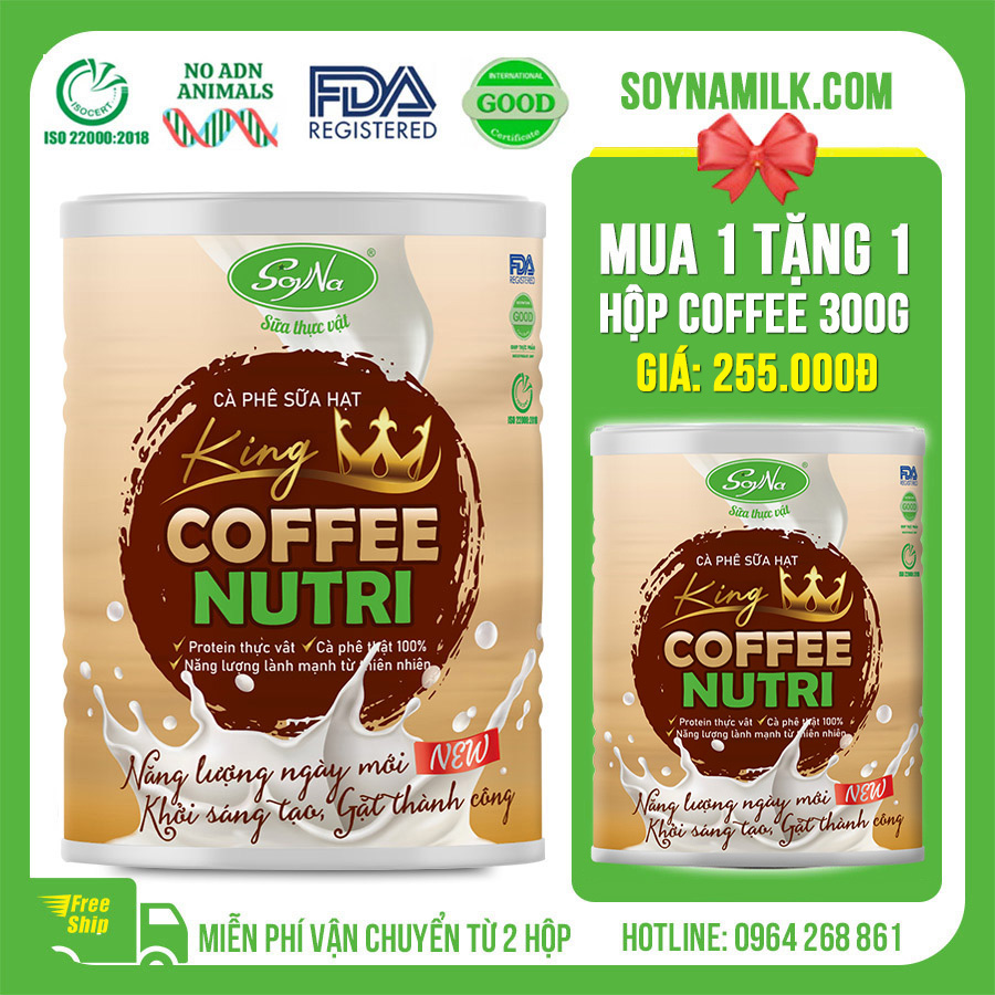 Cà phê sữa hạt Coffee Nutri Soyna 800g gồm 2 vị King và Queen