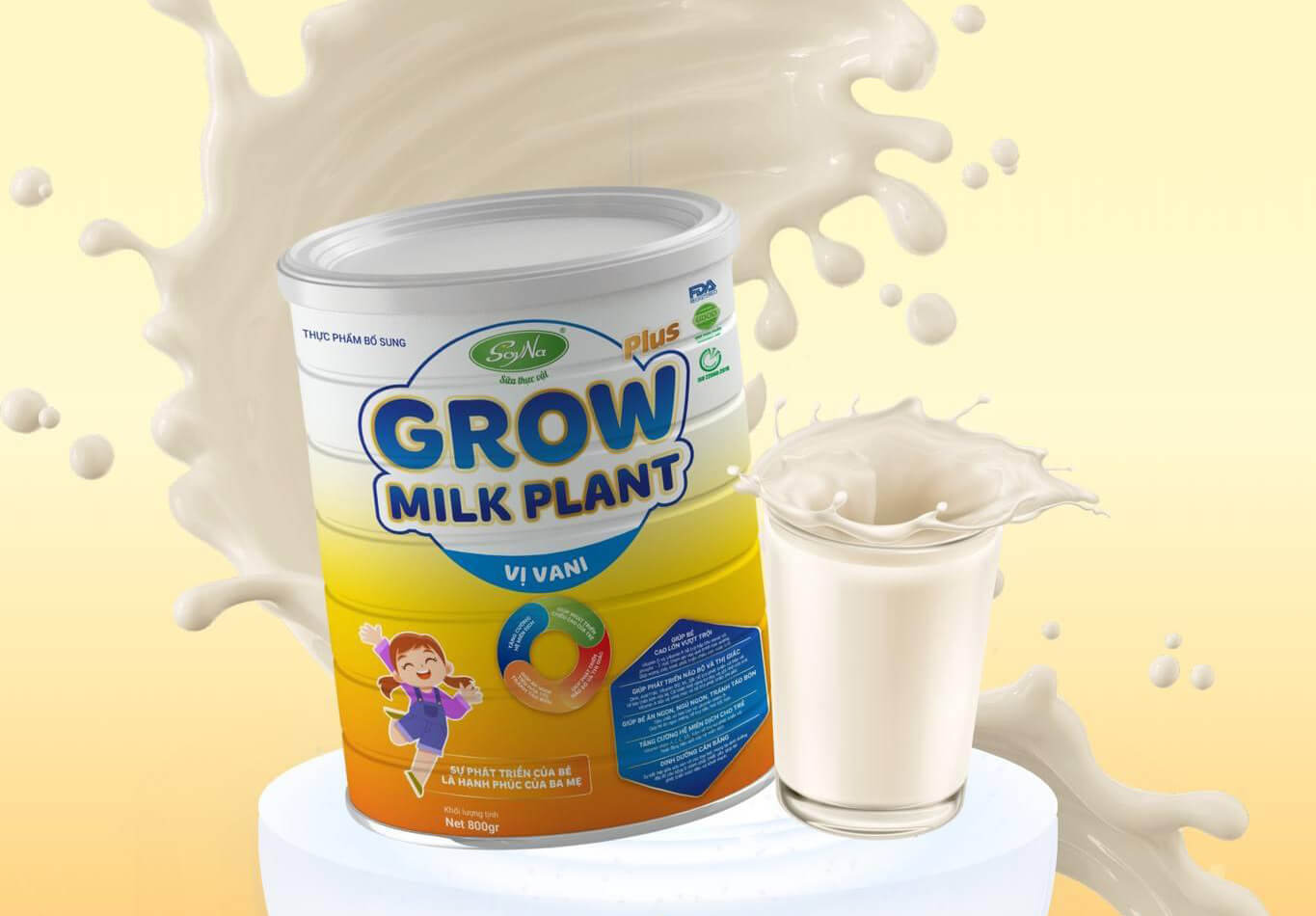 Hướng dẫn sử dụng Sữa thực vật Grow Milk Plant Soyna 800g