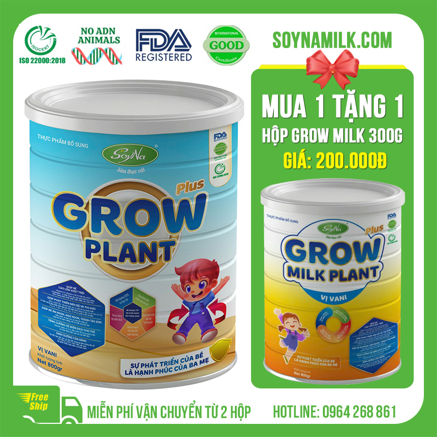 Sữa thực vật Grow Plant Soyna 800g dành cho trẻ em